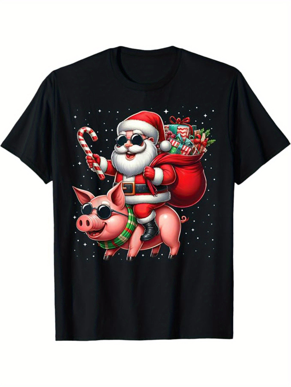 Christmas Printed, Men's Cotton T-shirt, Graphic Tee Men's Xmas Outdoor Clothes, Men's Clothing, Casual Short Sleeve Crew Neck T-shirt, Tops For Men, Gift For Men