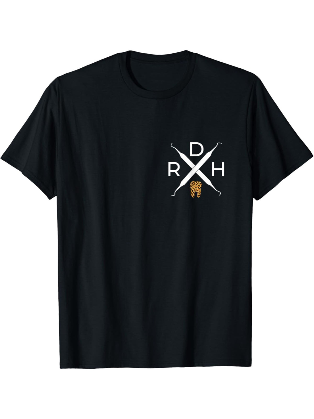 RDH scaler logo with leopard print tooth dental hygienist T-Shirt