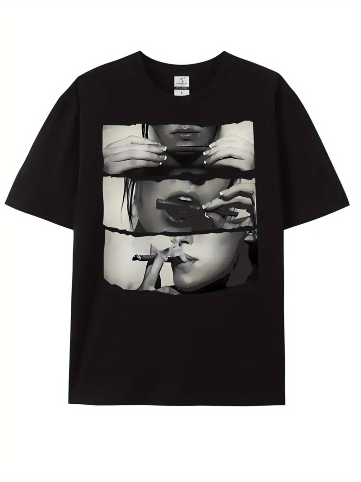 Plus Size Mens Alphabetic Graphic Print Tees - Soft Crew Neck, Comfort Fit, Slight Stretch Knitted Fabric, Casual Summer T-Shirts for Adults