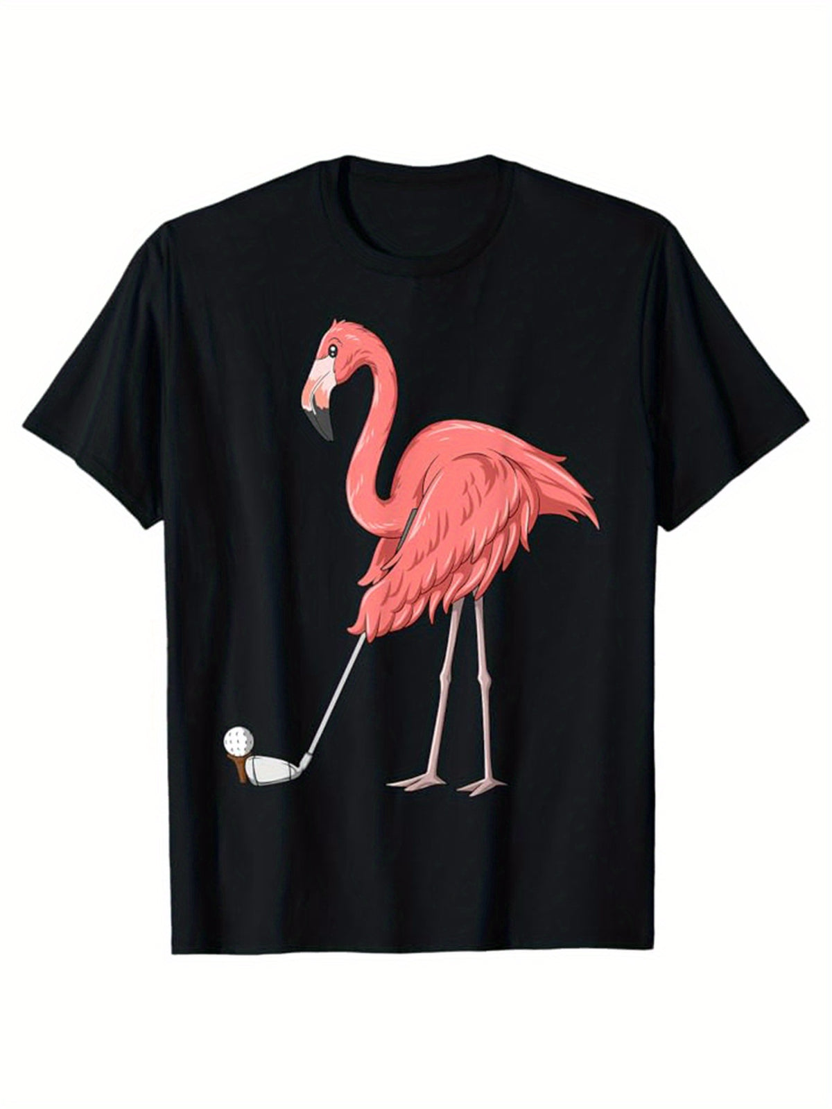 Flamingos Printed, Men's Cotton T-shirt, Casual Short Sleeve Round Neck Tee, Soft Comfortable Top