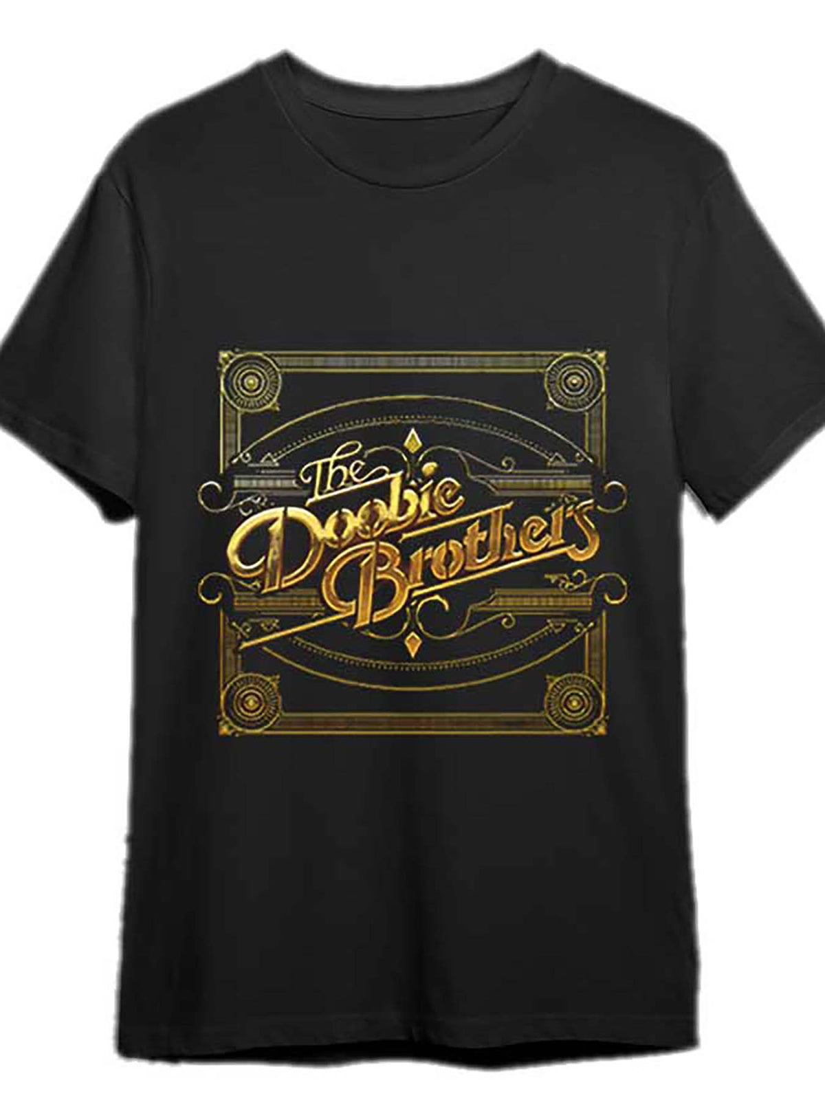 The Doobie Brothers 2023 Tour Men's Black Graphic T-Shirt - "The Doobie Brothers" Golden & Black Design, Short Sleeve, Cotton, Casual Fit, Machine Washable