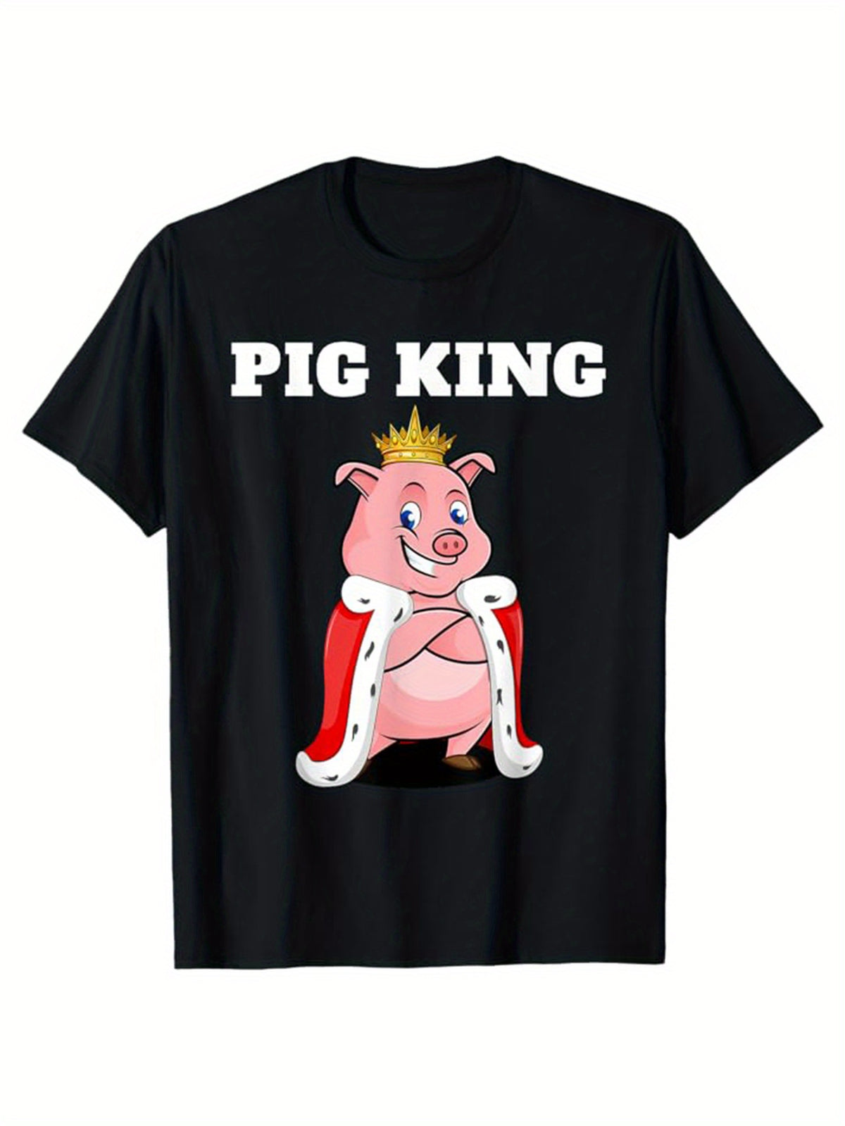 Pig Print, Men's Cotton T-shirt, Graphic Tee Men's Outdoor Clothes, Men's Clothing, Casual Short Sleeve Crew Neck T-shirt, Tops For Men, Gift For Men