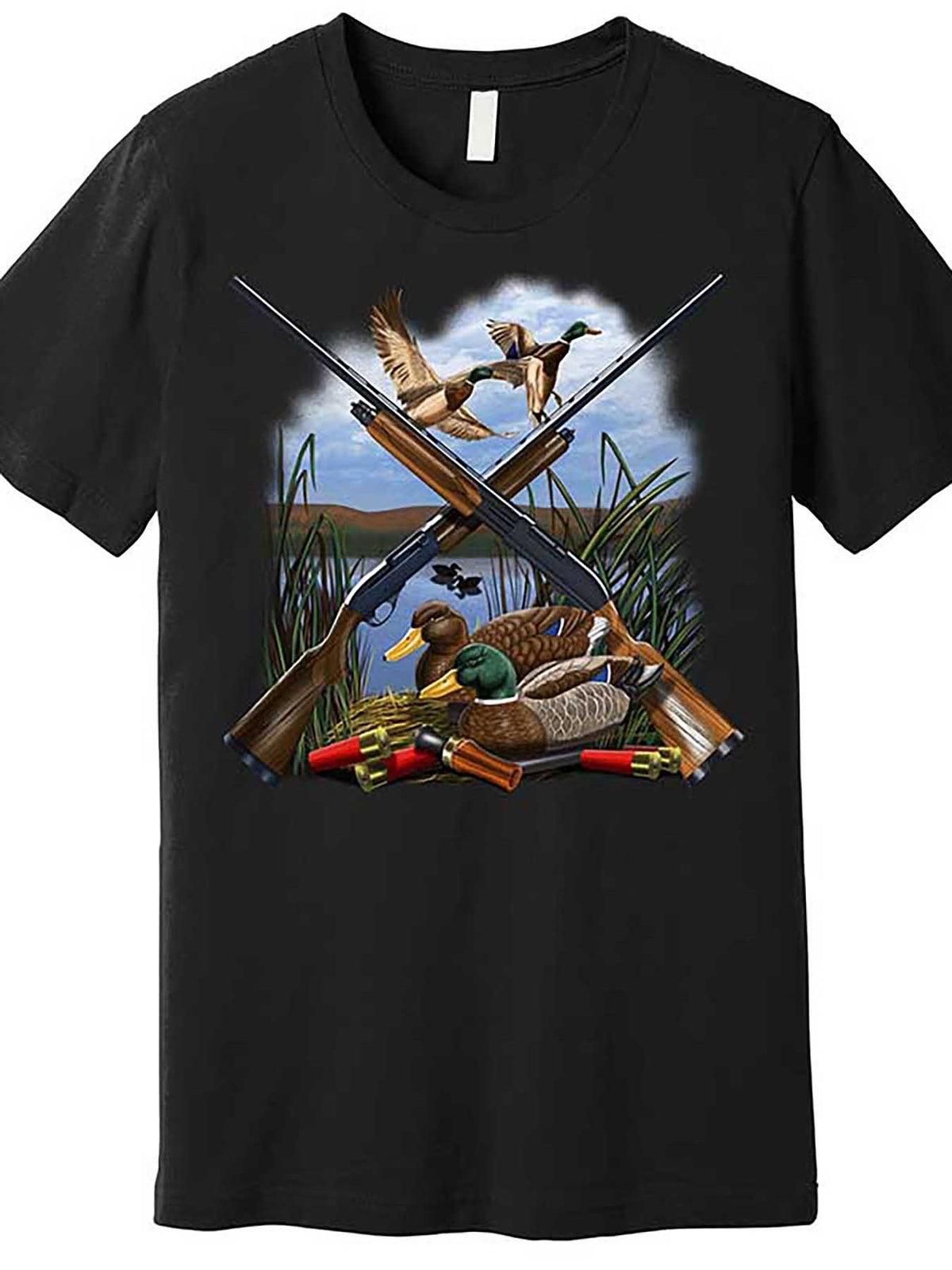 Everyday Comfort | Men's Duck Hunting Graphic T-Shirt, 100% Cotton Crew Neck Short Sleeve Tee, Casual Knit Fabric Solid Color Top with Humorous Design, Regular Fit - Black
