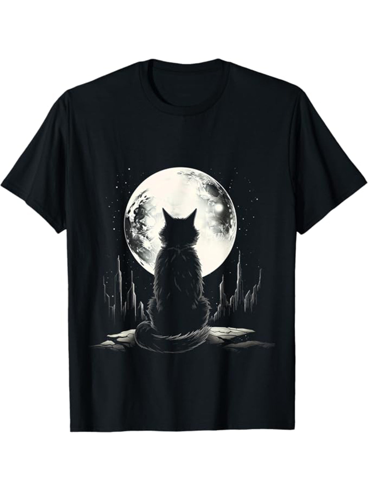 Men's Cotton T-Shirt With Cat Printed, Casual Short Sleeve Round Neck Tee, Soft Comfortable Top