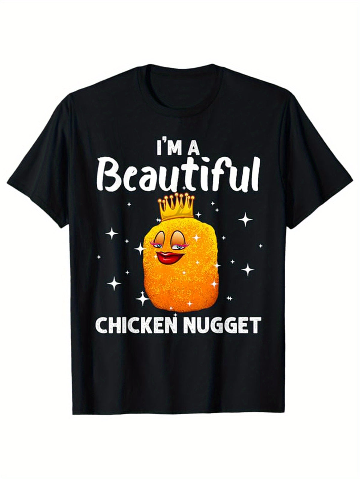 Chicken Nuggets Print Men's Cotton Round Neck Print Tee, Short-Sleeve Comfy T-Shirt, Loose Casual Top, Men's Clothing As Gifts