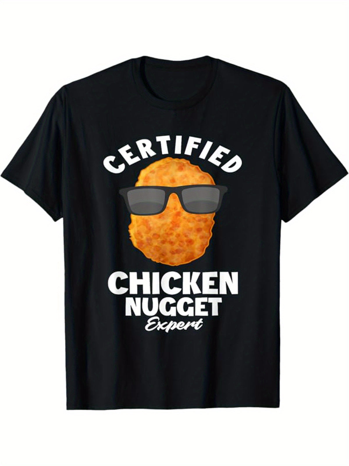 Chicken Nuggets Print Men's Cotton Round Neck Print Tee, Short-Sleeve Comfy T-Shirt, Loose Casual Top, Men's Clothing As Gifts