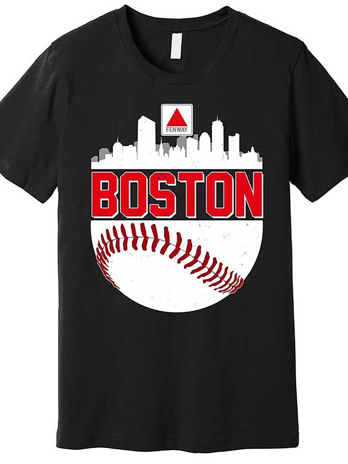 Boston Fenway Baseball-Inspired Men's T-Shirt - Premium Cotton, Casual Fit, Short Sleeve Graphic Tee with Skyline Design