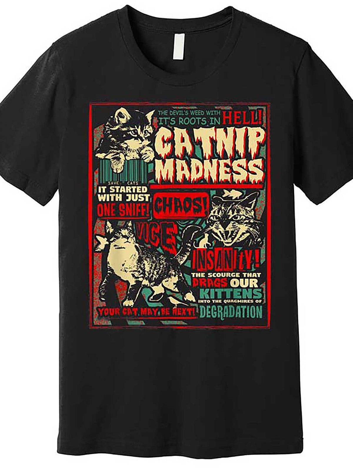 Catnip Madness Cute Kitten Cat Lover Gift For Cat Owners Premium T-Shirt 586518 funny Men'S Short Sleeve Graphic T-shirt Collection black TT2