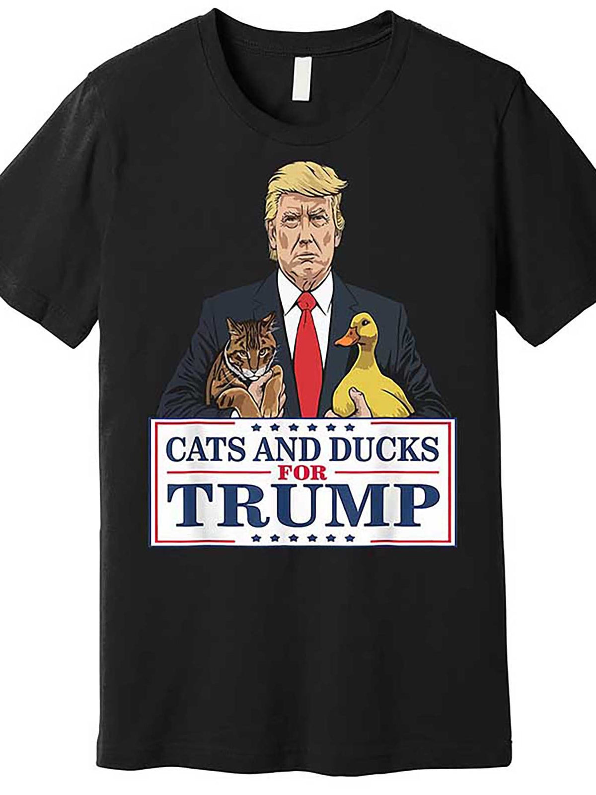 Trump 2024 Cats & Ducks Graphic Tee - Premium Cotton, Casual Fit, Short Sleeve Men's T-Shirt - Black
