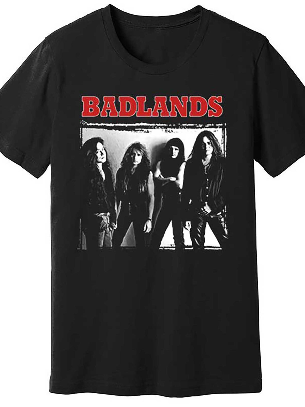 Home Relaxation| Badlands Heavy Metal Band Graphic Tee for Men - 100% Cotton, Casual Black Short Sleeve T-Shirt with Rockstar Silhouettes, Machine Washable, Fan Merchandise|Edgy Casual Style|Comfortable Fit