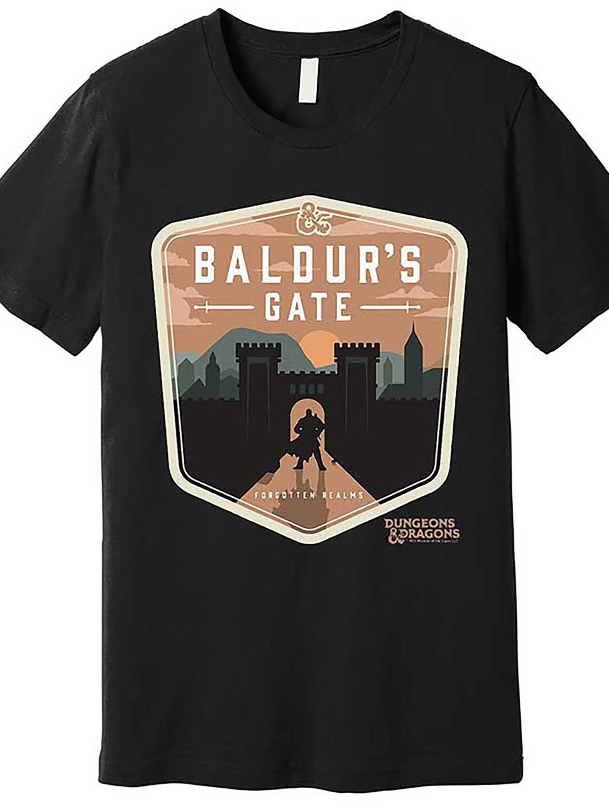 Baldur'S Gate Forgotten Realms Logo Graphic T-Shirt, 100% Cotton, Casual Crew Neck, Medium Stretch, Solid Color, Regular Fit, Knit Fabric, Short Sleeve Tee
