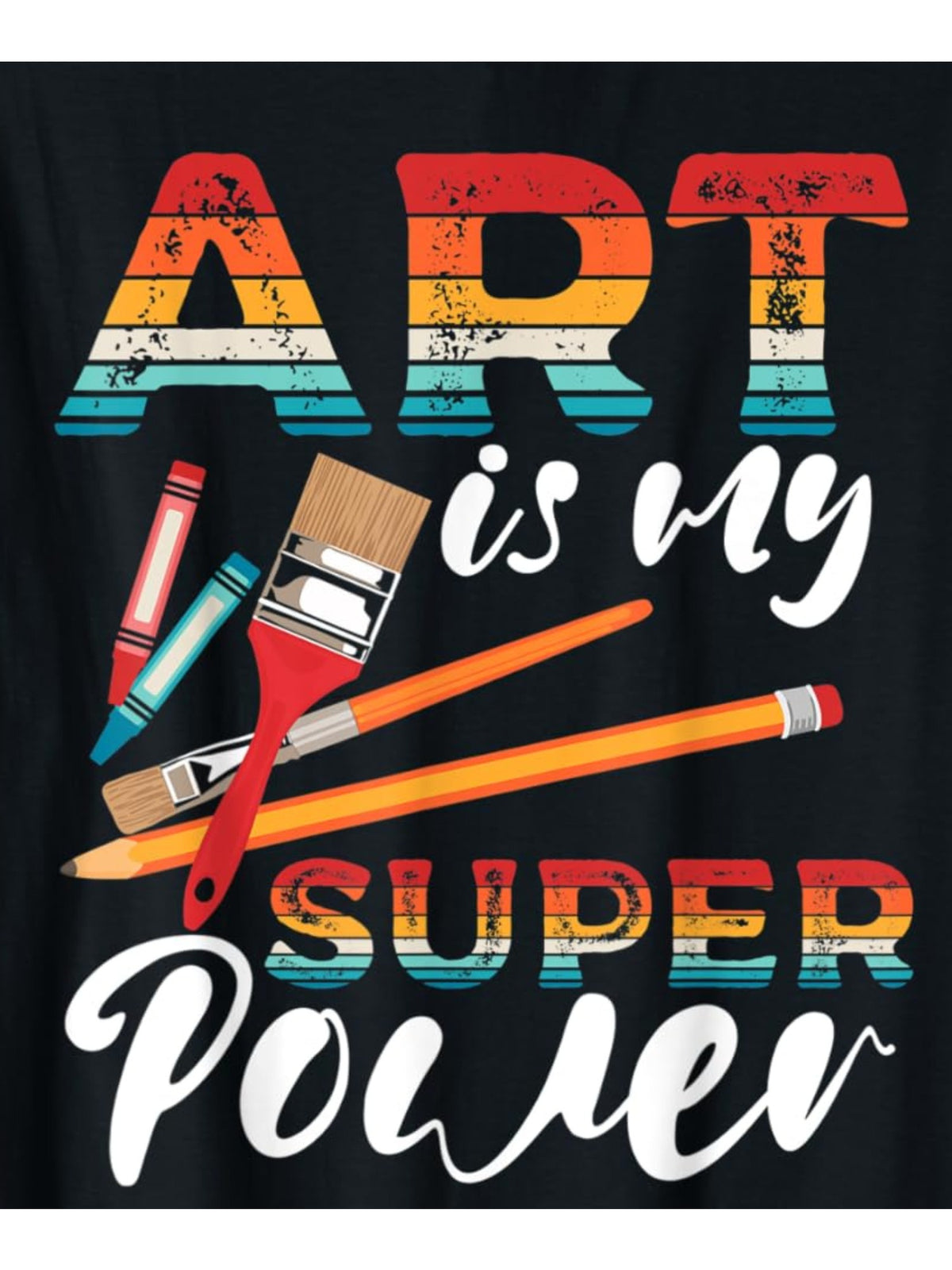 Art is My Superpower Funny Quotes Retro Trendy Printed T-shirt, Men'S Casual and Comfortable T-shirt Summer, Men'S Short-sleeved Top for Everyday Activities Birthday Gift Valentine'S Day Gift to Men