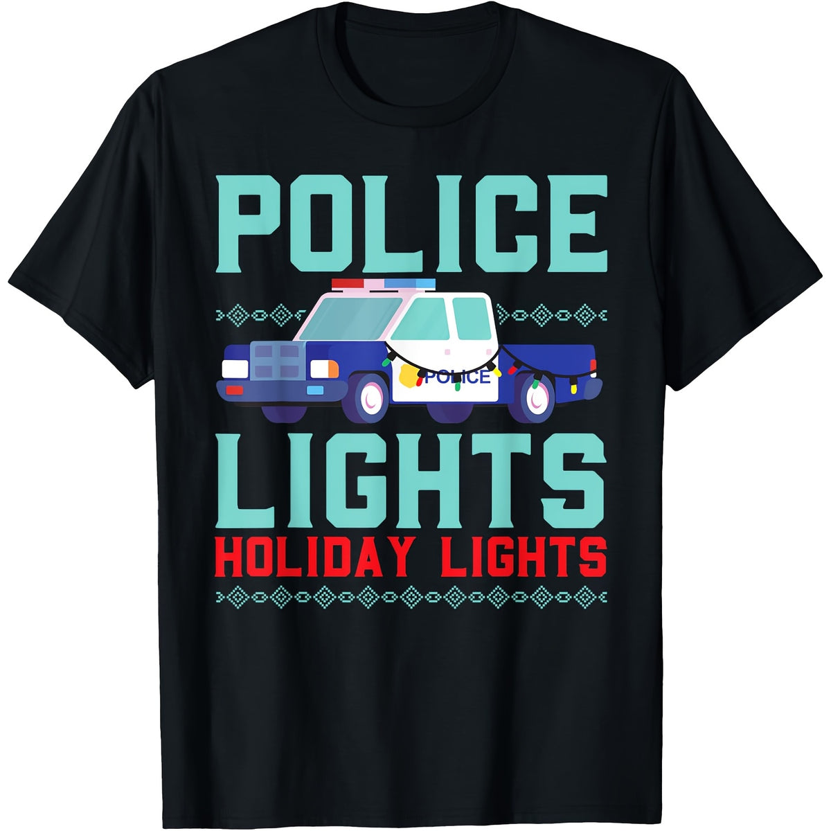 Police Lights Holiday Delights Santa Police ChristmasT-Shirt 220gT-shirt 100% Cotton T-shirt