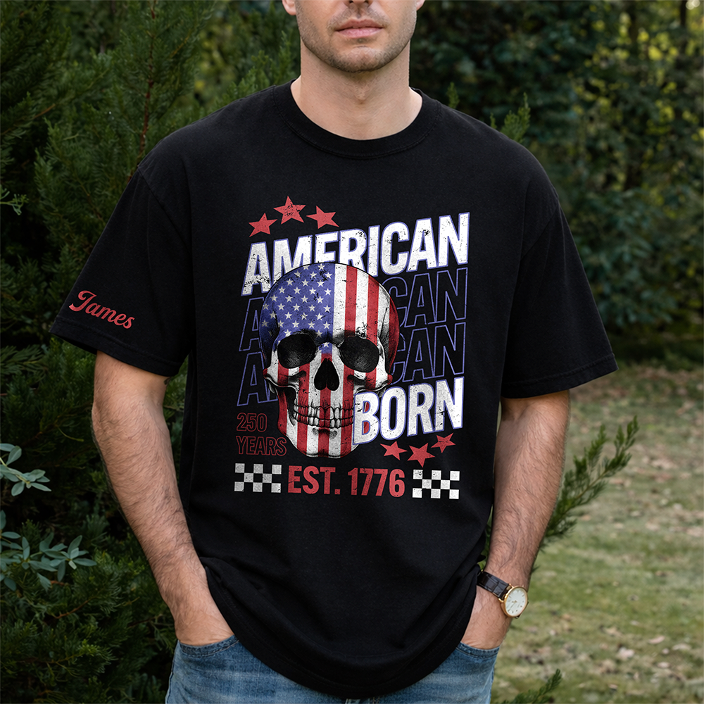 Personalized USA Flag Skull 250 Years Est. 1776 Short Sleeve Printing Shirt TH10 169603