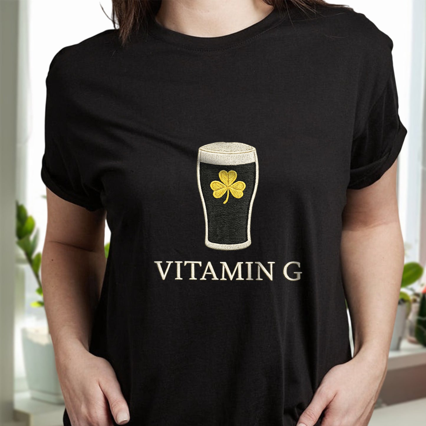 Vitamin G Embroidered Effect Funny Irish Beer Patrick's Day Shirt LM32 899199