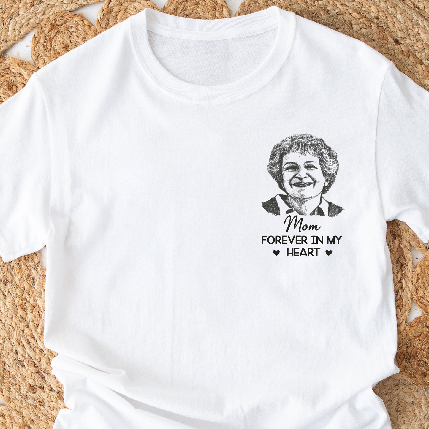 Custom Photo Forever In My Heart White Shirt - Personalized Memorial Sympathy Gifts For Loss Of Mom, Dad CH07 180098