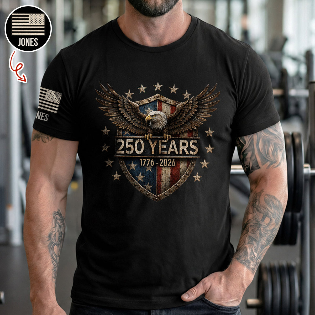 USA 250th Anniversary Eagle 250 Years 1776-2026 Short Sleeve Print Shirt LM32 669351