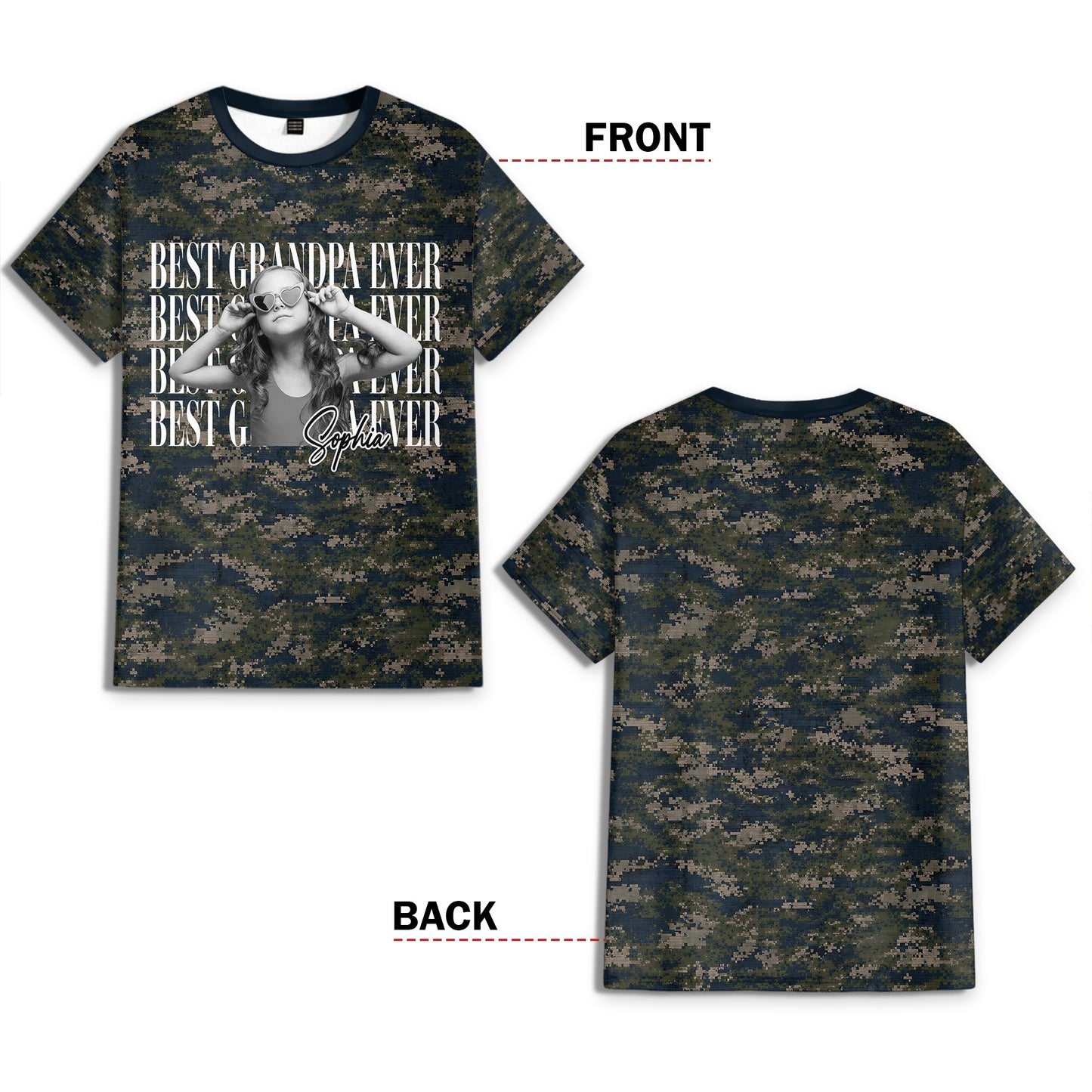 Personalized Photo Best Dad Mom Ever Camo Pattern, Family 3D Shirt Gift For Husband, Dad, Grandpa HA75 921472