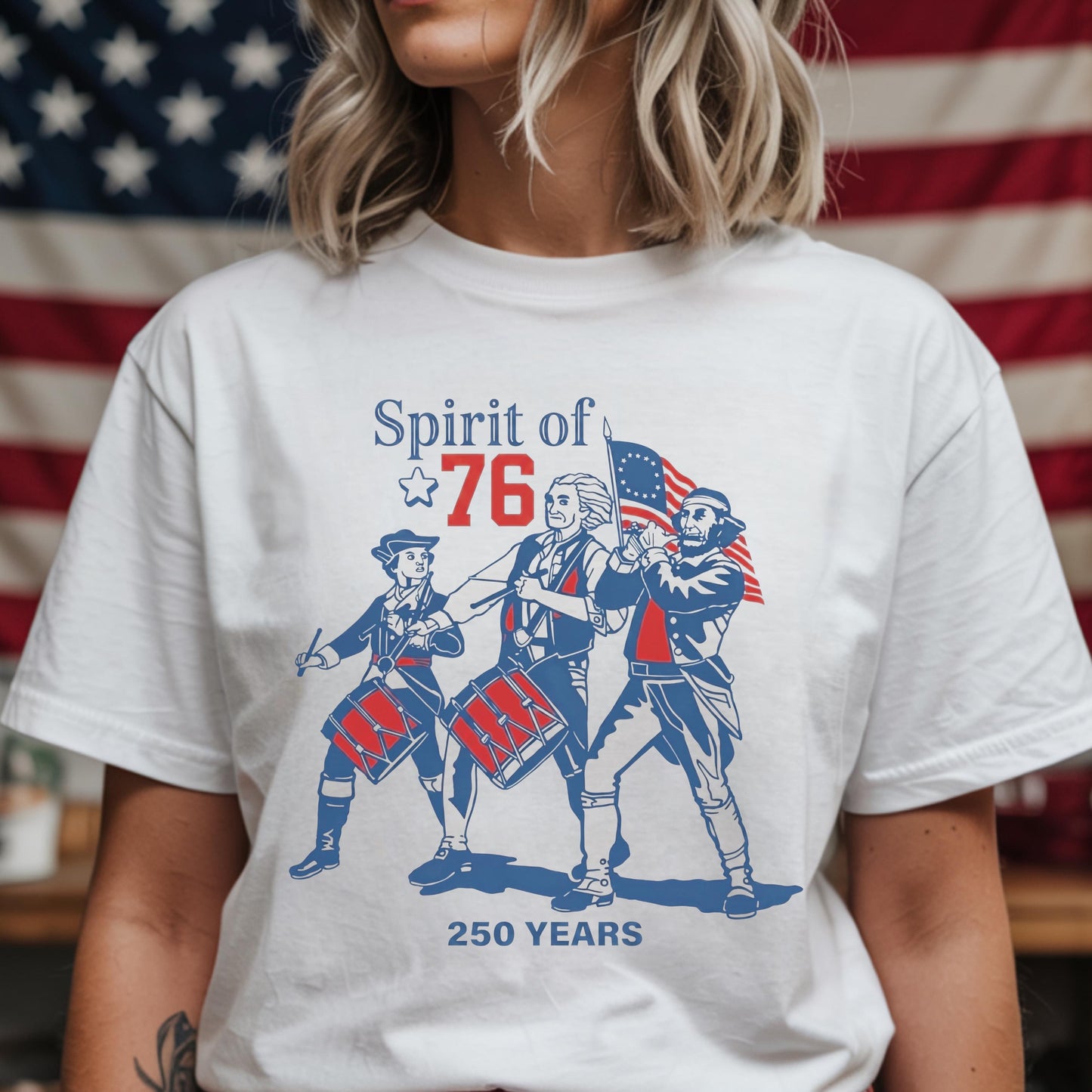 Spirit of 76, USA 250 Anniversary Shirt, Vintage 1776 Comfort Shirt LM32 669031