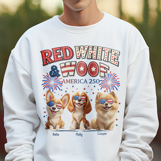 Red White Woof Personalized Shirt Gift For Dog Lover HO82 901188