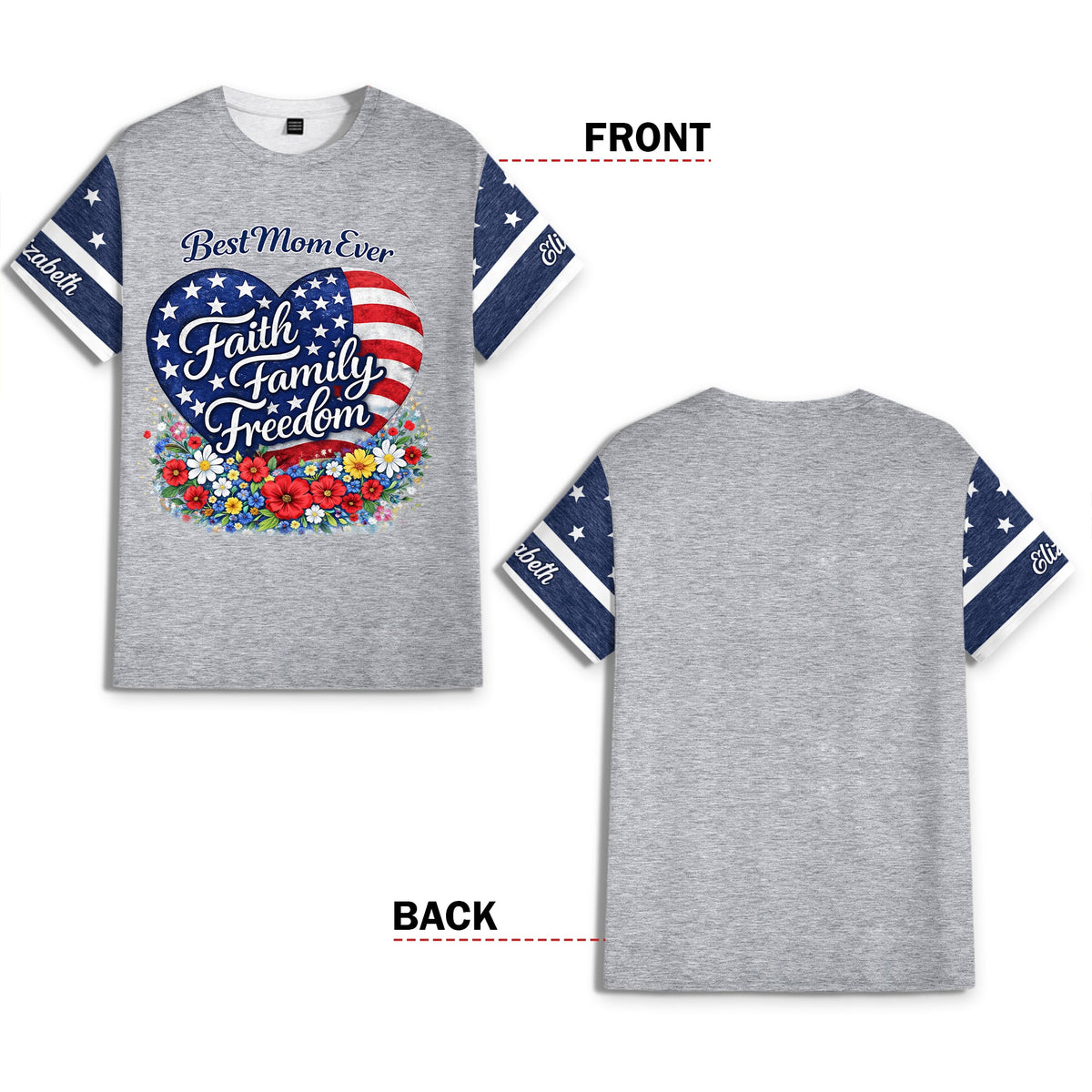 Personalized Best Mom Ever Faith Family Freedom AOP Shirt HO82 902130