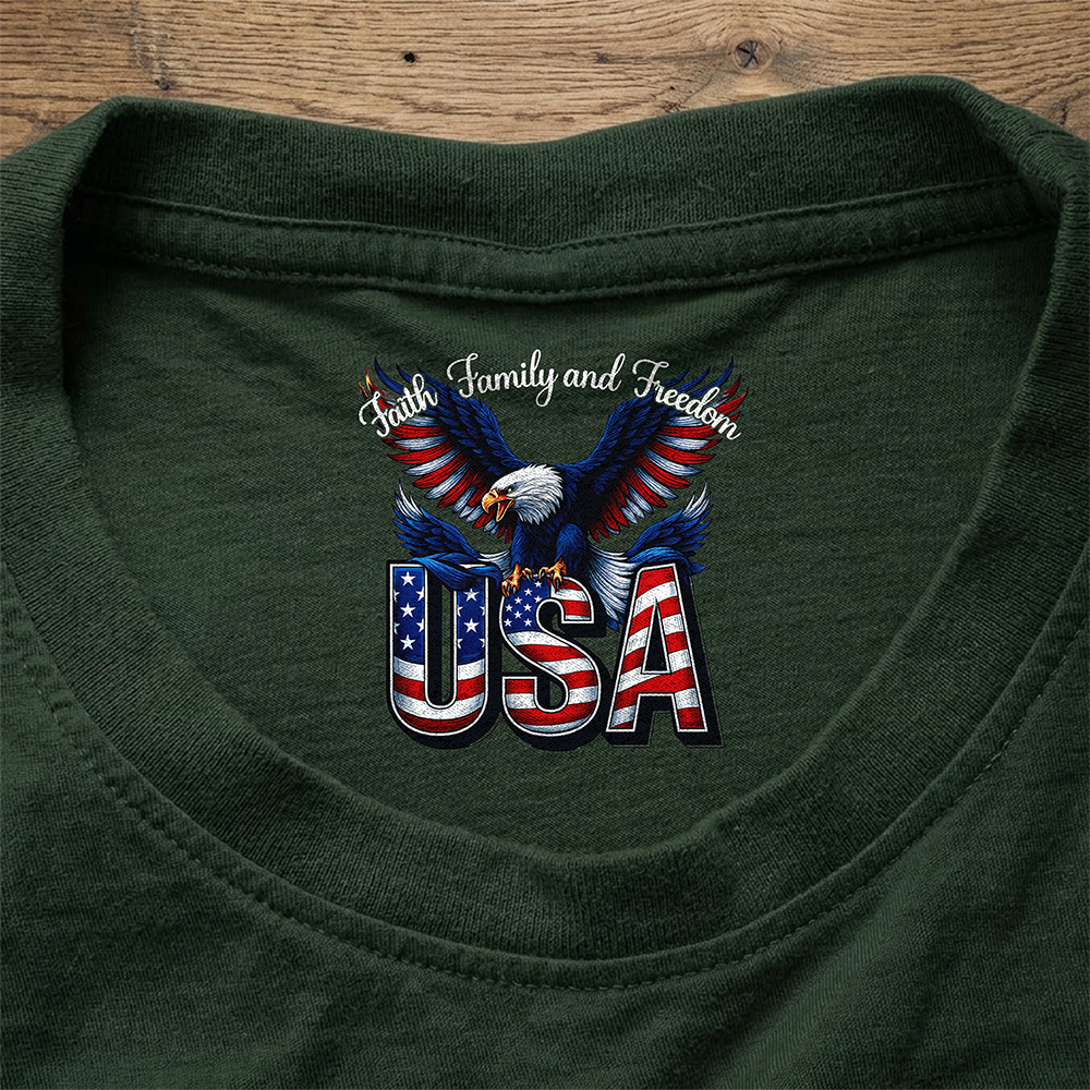 Faith, Family & Freedom 250th Anniversary of America Neck Print Shirt CH07 910908