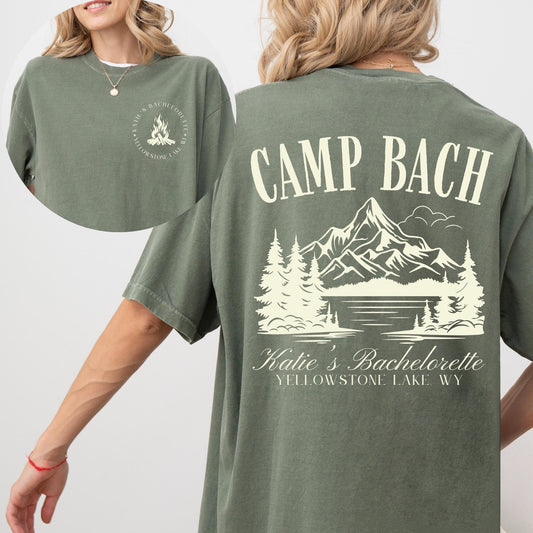 Personalized Vintage Camp Bachelorette Front & Back Comfort Shirt ¨C Gift For Retro Lake Themed Bridal Party, Hiking Bach HO82 903048