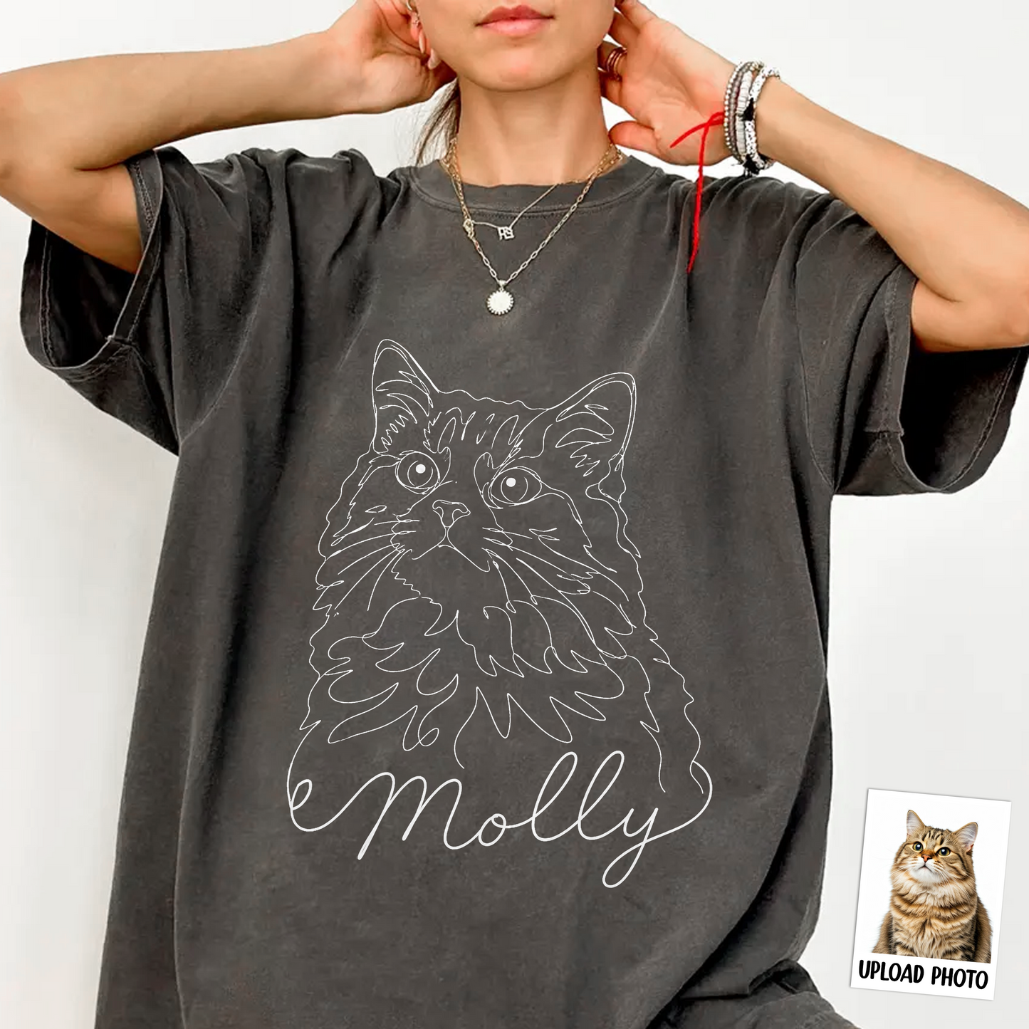 Custom Dog Cat Photo Portrait Line Art Shirt - Personalized Pet Lover Gift CH07 911366