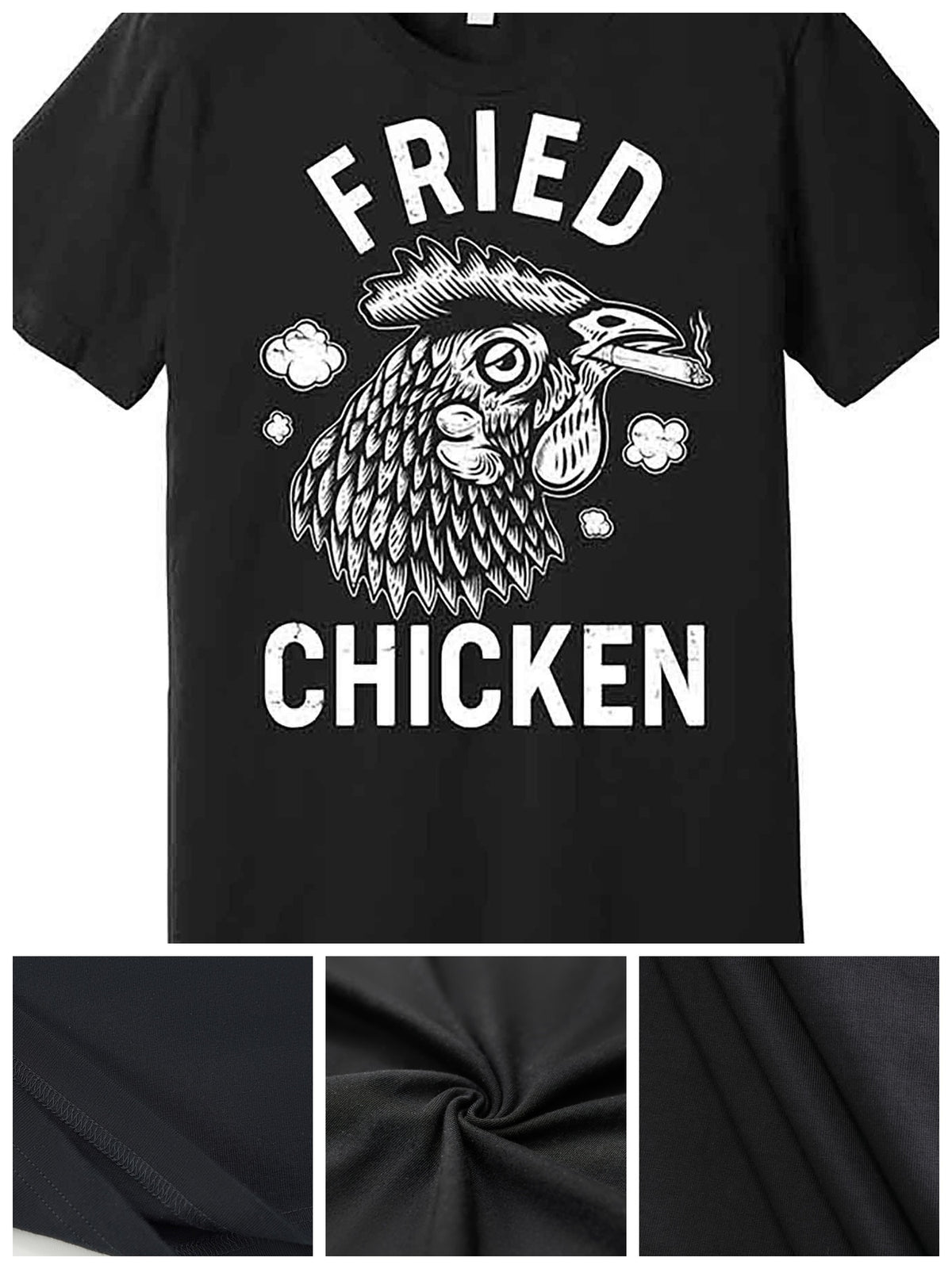 Funny Fried Chicken Smoking Joint Premium T-Shirt 229369 funny Men'S Short Sleeve Graphic T-shirt Collection black AA