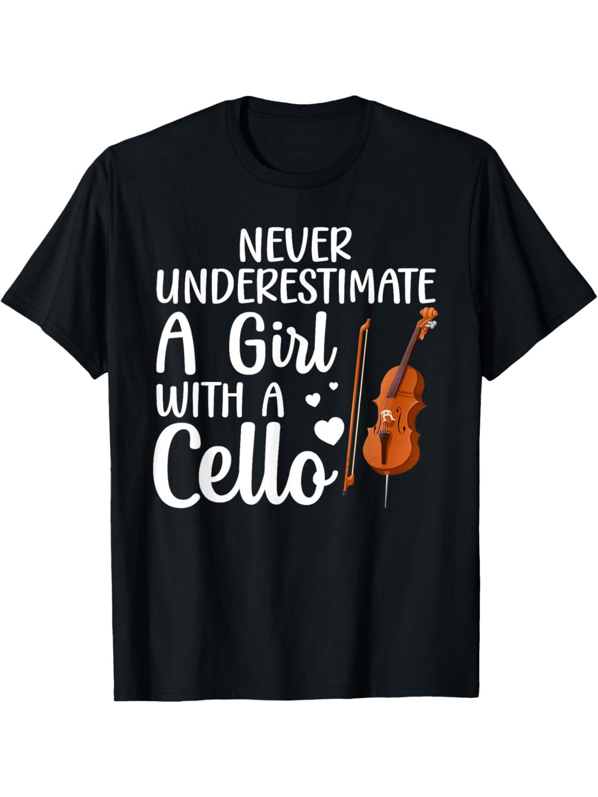 EWH Fun Cello Art Cellist T-Shirt - "Never Underestimate A Girl with A Cello" Graphic, Casual Cotton Tee for Men, Machine Washable, All-Season Wear