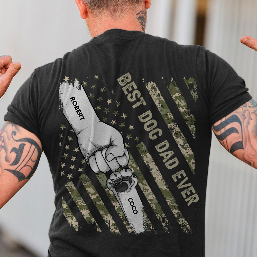 Fist Bumps Dad & Pet US Flag Back Shirt Personalized Father's Day Gift CH07 895904