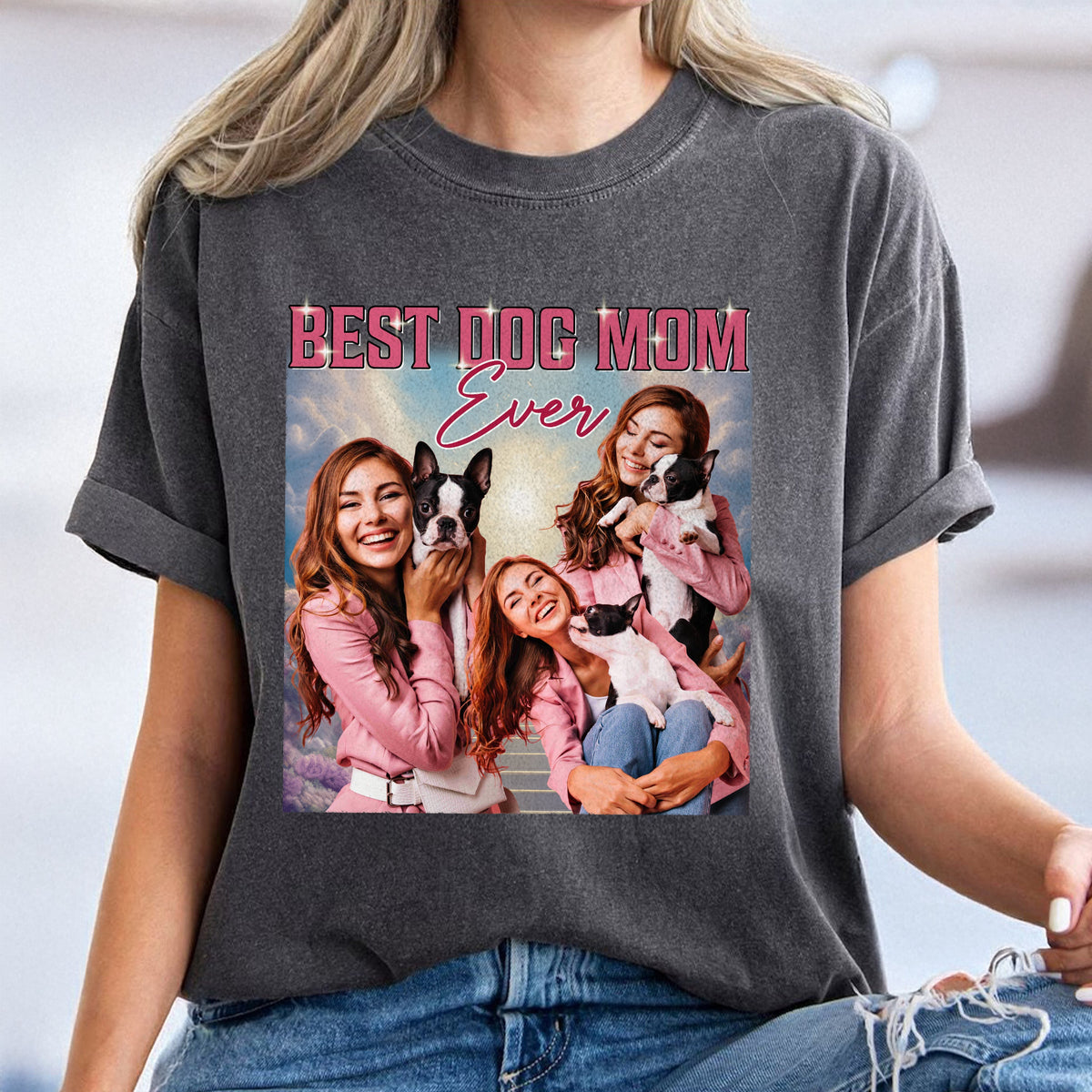 Custom Portrait Photo Dog Mom Dog Dad Vintage Style Comfort Shirt HO82 894888
