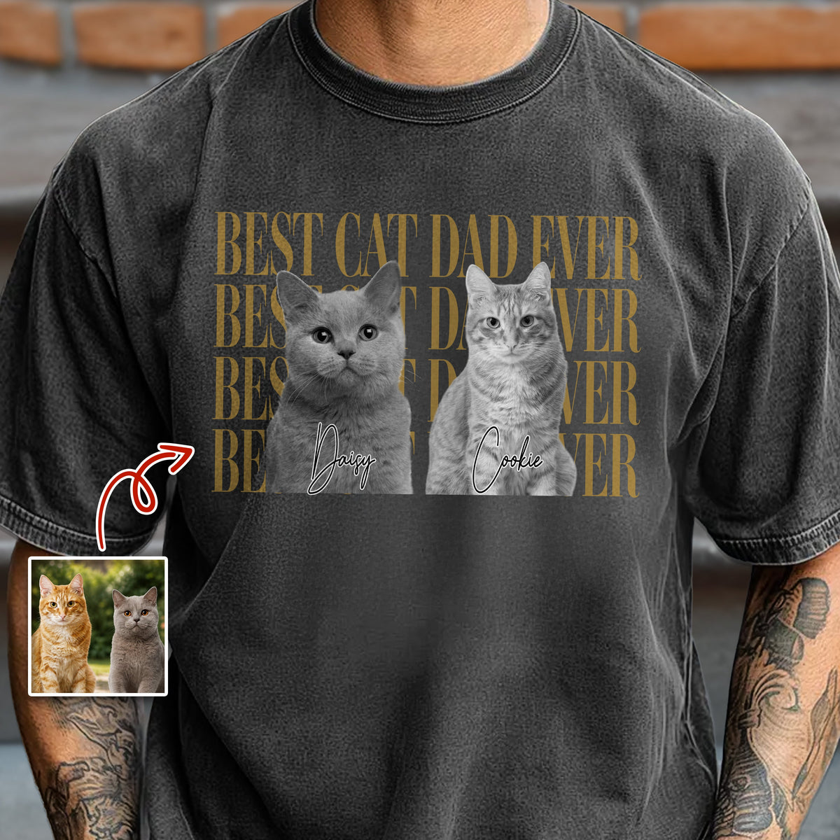 Personalized Vintage Photo Best Cat Dad Ever, Best Cat Mom Ever Comfort Shirt HA75 921488