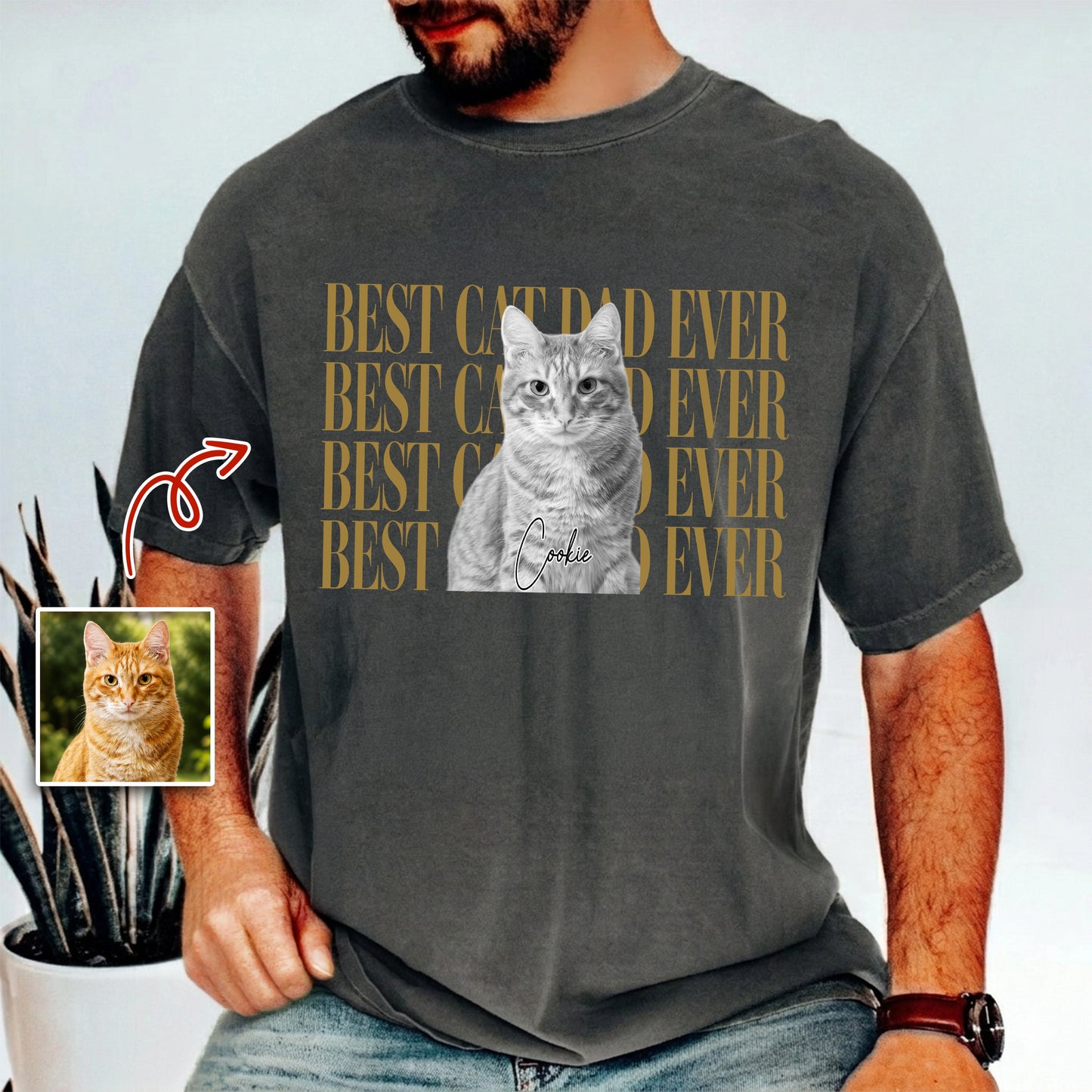 Personalized Vintage Photo Best Cat Dad Ever, Best Cat Mom Ever Comfort Shirt HA75 921488