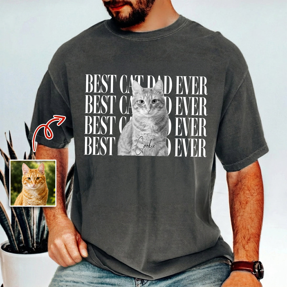 Personalized Vintage Photo Best Cat Dad Ever, Best Cat Mom Ever Comfort Shirt HA75 921488