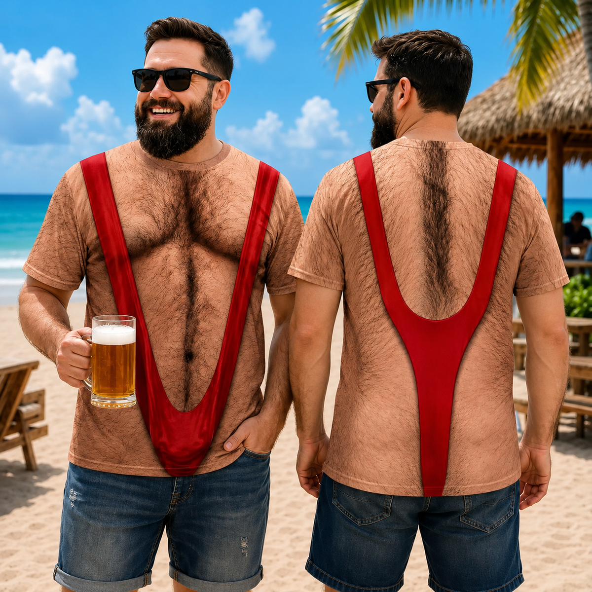 Custom Funny 3D Hairy Body Swimsuit AOP Shirt for Men - Gag Gift for Dad Husband Grandpa HO82 903022