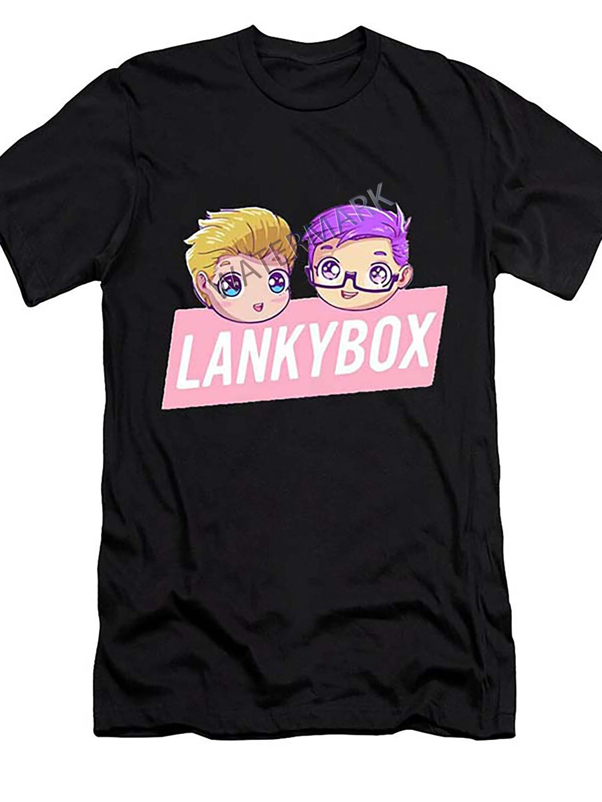 Fan Favorite | Men's Lankybox Cartoon Graphic T-Shirt - Fun Music Fan Design, Short Sleeve, Black Cotton Tee with Playful Anime Characters, Perfect Gift for Music Lovers