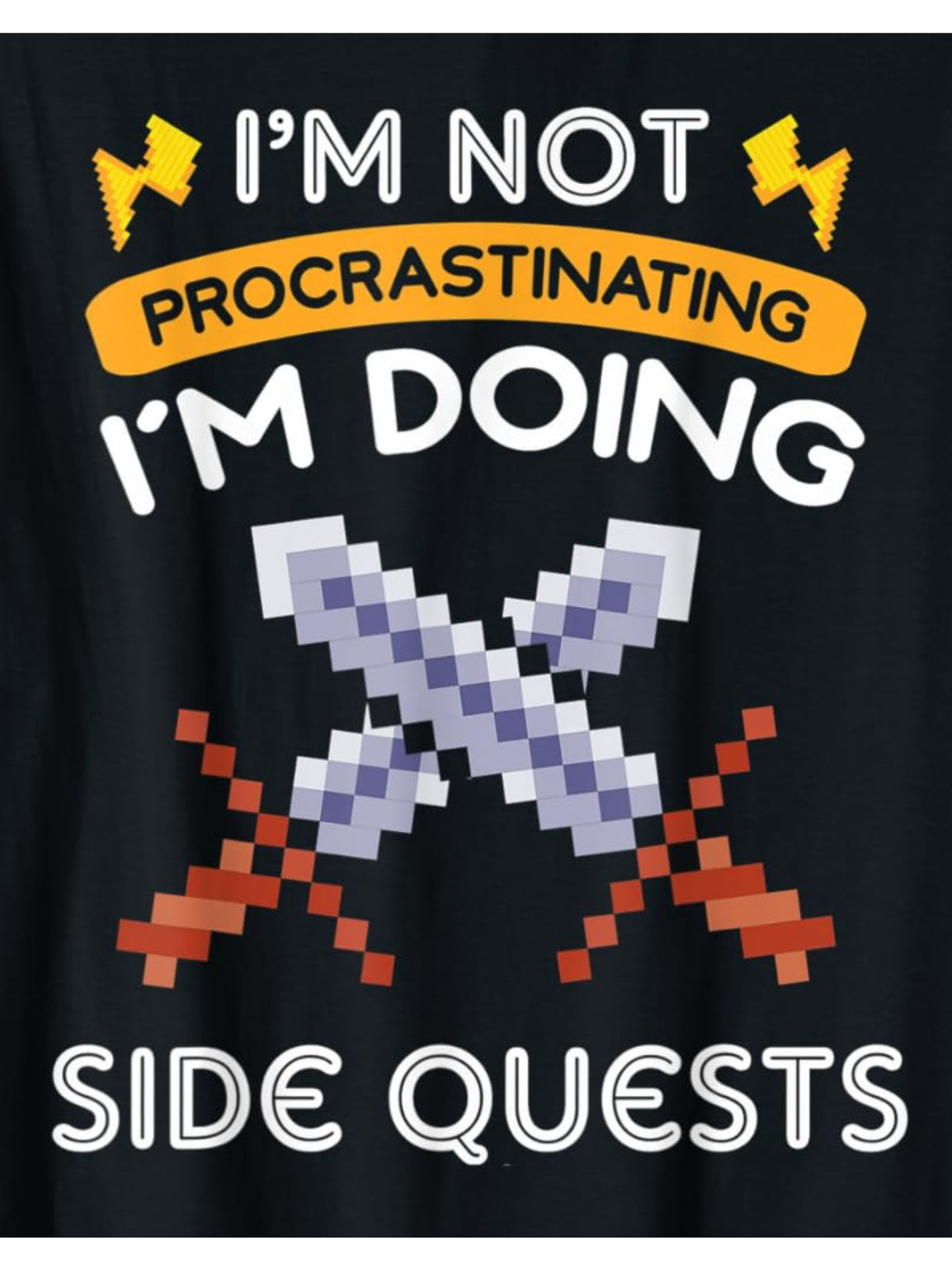 Men's Cotton Crew Neck T-Shirt, Casual Style, Regular Fit, with "I'm Not Procrastinating I'm Doing Side Quests" Print, for Summer Knit Fabric Tee, Cotton T Shirts
