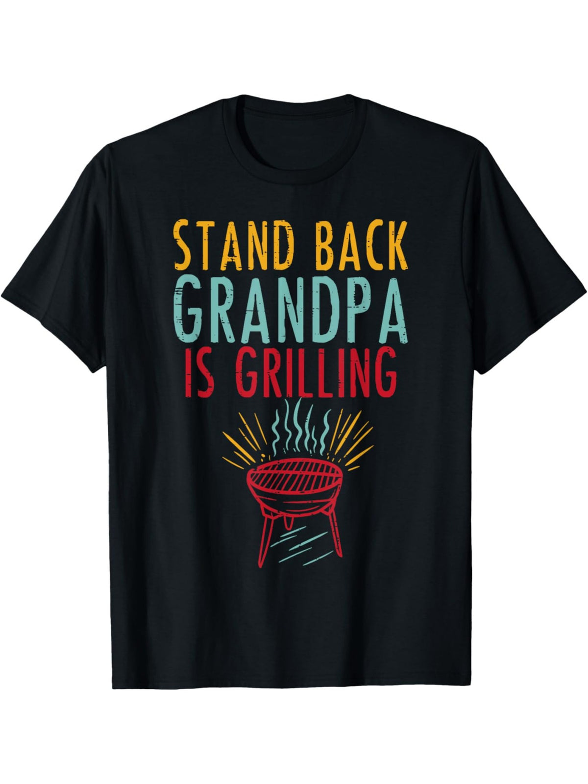 Stand Back Grandpa Is Grilling Funny Steak BBQ Grill Meat Lover Eater Retro Trendy Printed T-shirt, Men'S Casual and Comfortable T-shirt Summer, Men'S Short-sleeved Top for Everyday Activities Birthday Gift to Men