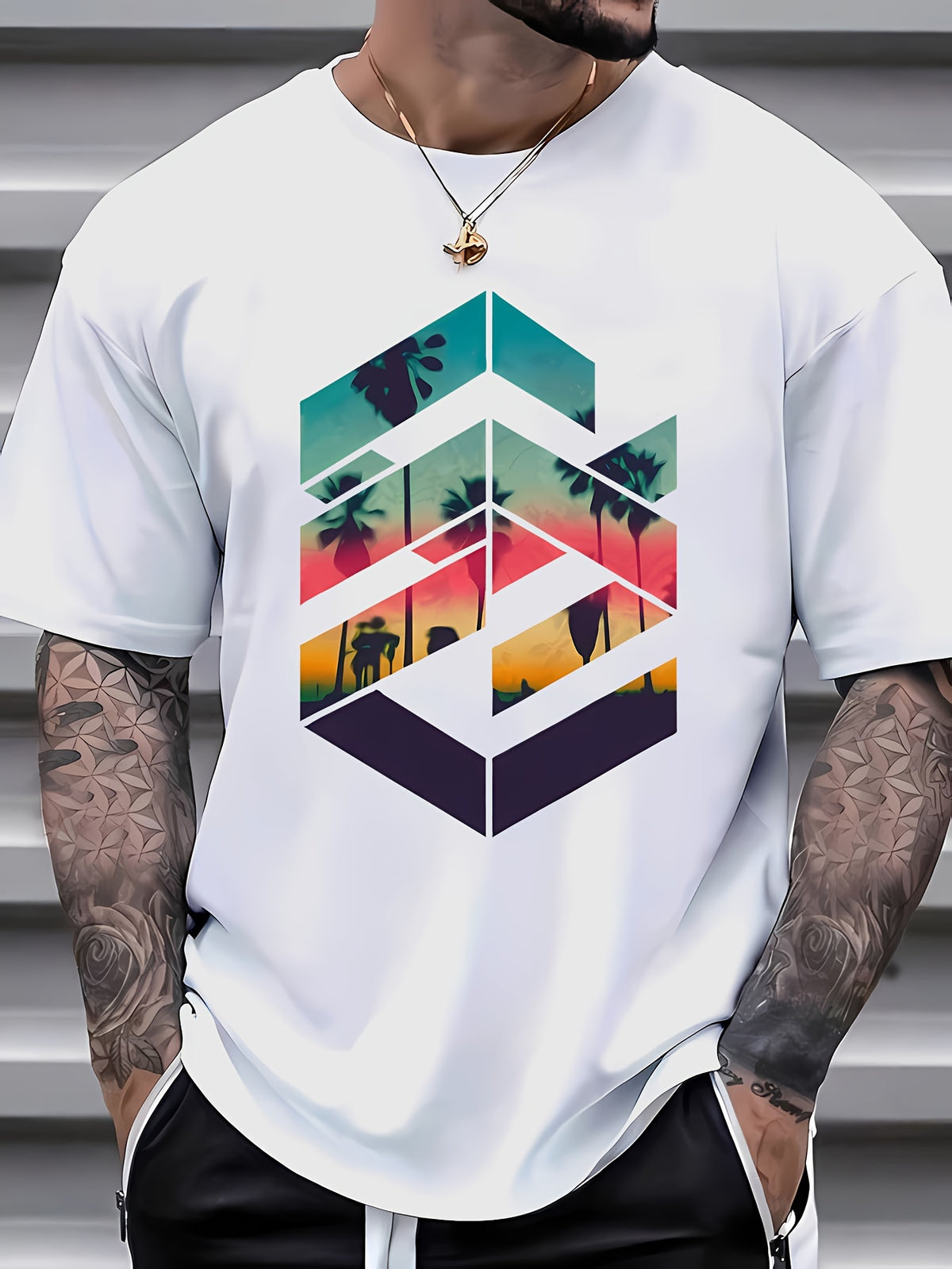 [Summer Short Sleeve Printed Tee] Men's summer short sleeve printed T-shirt