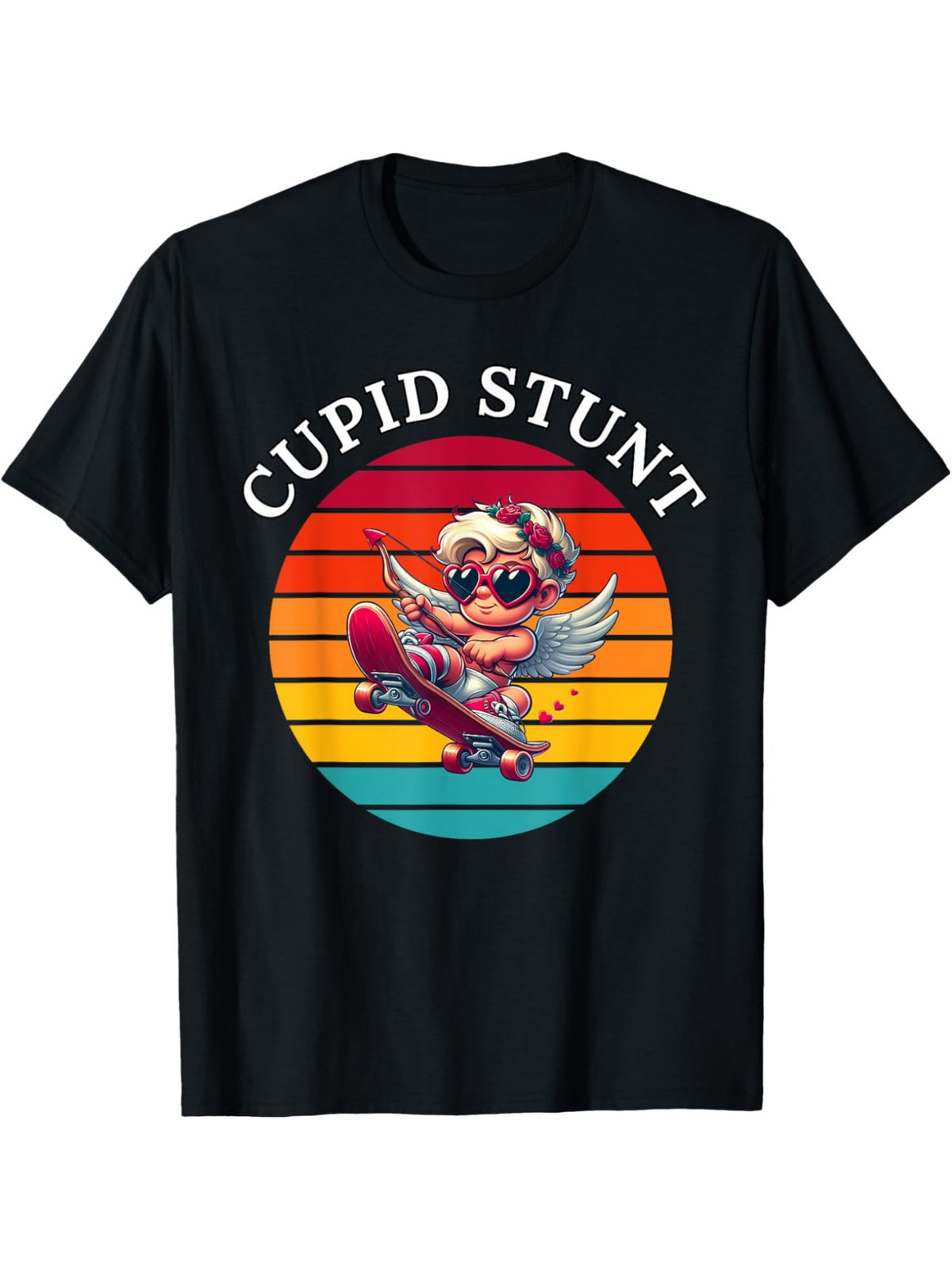 Cupid Stunt Funny Valentine'S Day Quotes Retro Trendy Printed T-shirt, Men'S Casual and Comfortable T-shirt Summer, Men'S Short-sleeved Top for Everyday Activities Birthday Gift Valentine'S Day Gift to Men