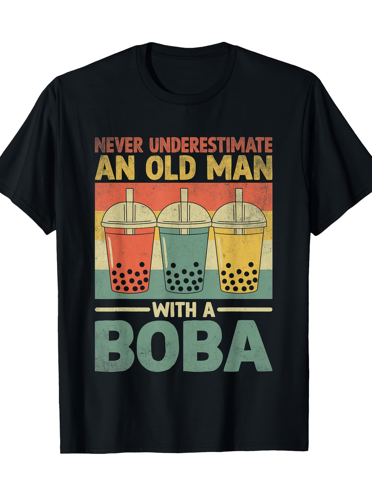 100% Cotton T-Shirt with Boba Tea Graphic - Casual Crew Neck, Short Sleeve, Vintage-Inspired Design, Machine Washable - Perfect for Casual Attire