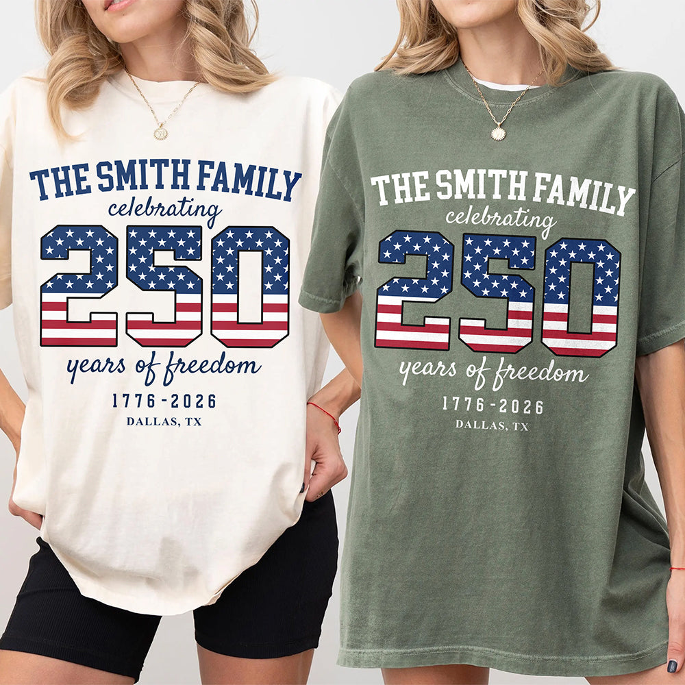 Custom Family Name Celebrating 250 Years Of Freedom 1776-2026 Comfort Shirt TH10 170241