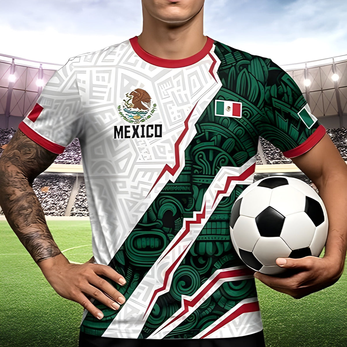 Mexico Soccer Jersey, Mexico Flag Aztec Eagle Jersey Tshirt Sport Lovers LM32 669443