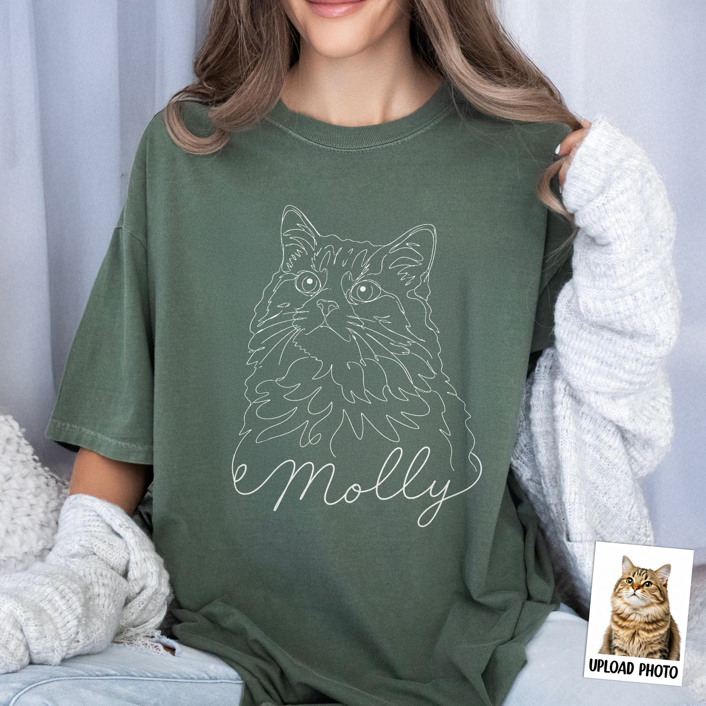 Custom Dog Cat Photo Portrait Line Art Shirt - Personalized Pet Lover Gift CH07 911366