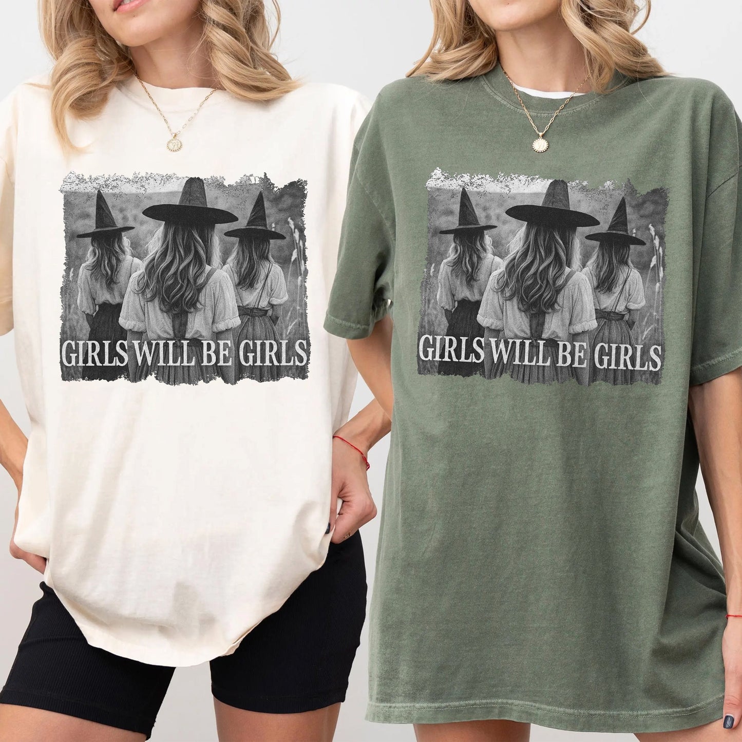 Custom Photo Girls Will be Girls Halloween Witch Comfort Shirt, Gift For Bestie, Sisters  HO82 894920