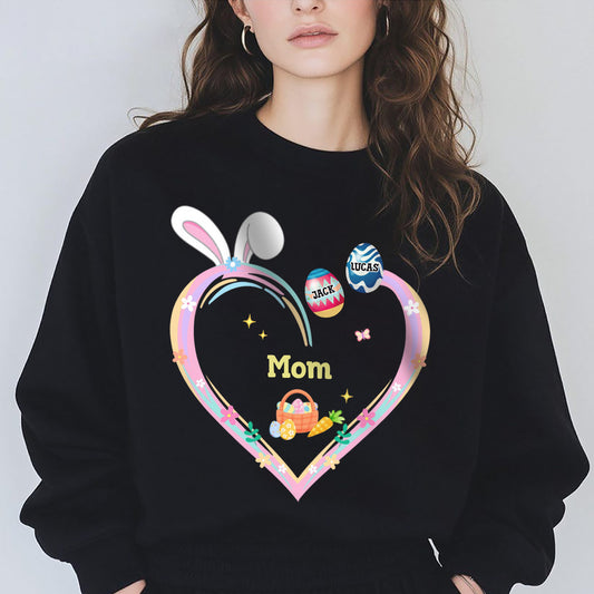 Grandma Easter Heart With Grandkids Bunny Dark Sweatshirt Personalized Gift HO82 893538