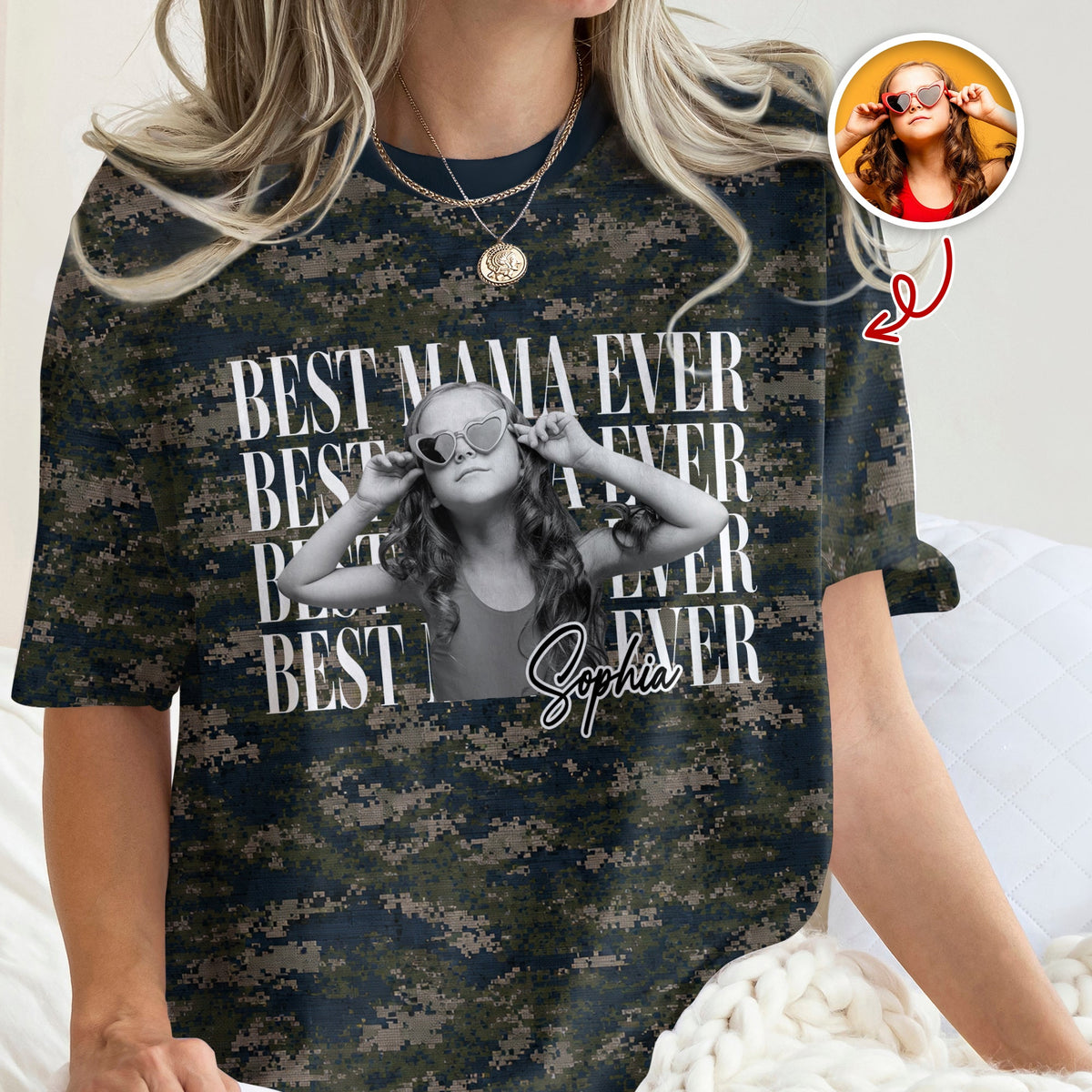 Personalized Photo Best Dad Mom Ever Camo Pattern, Family 3D Shirt Gift For Husband, Dad, Grandpa HA75 921472