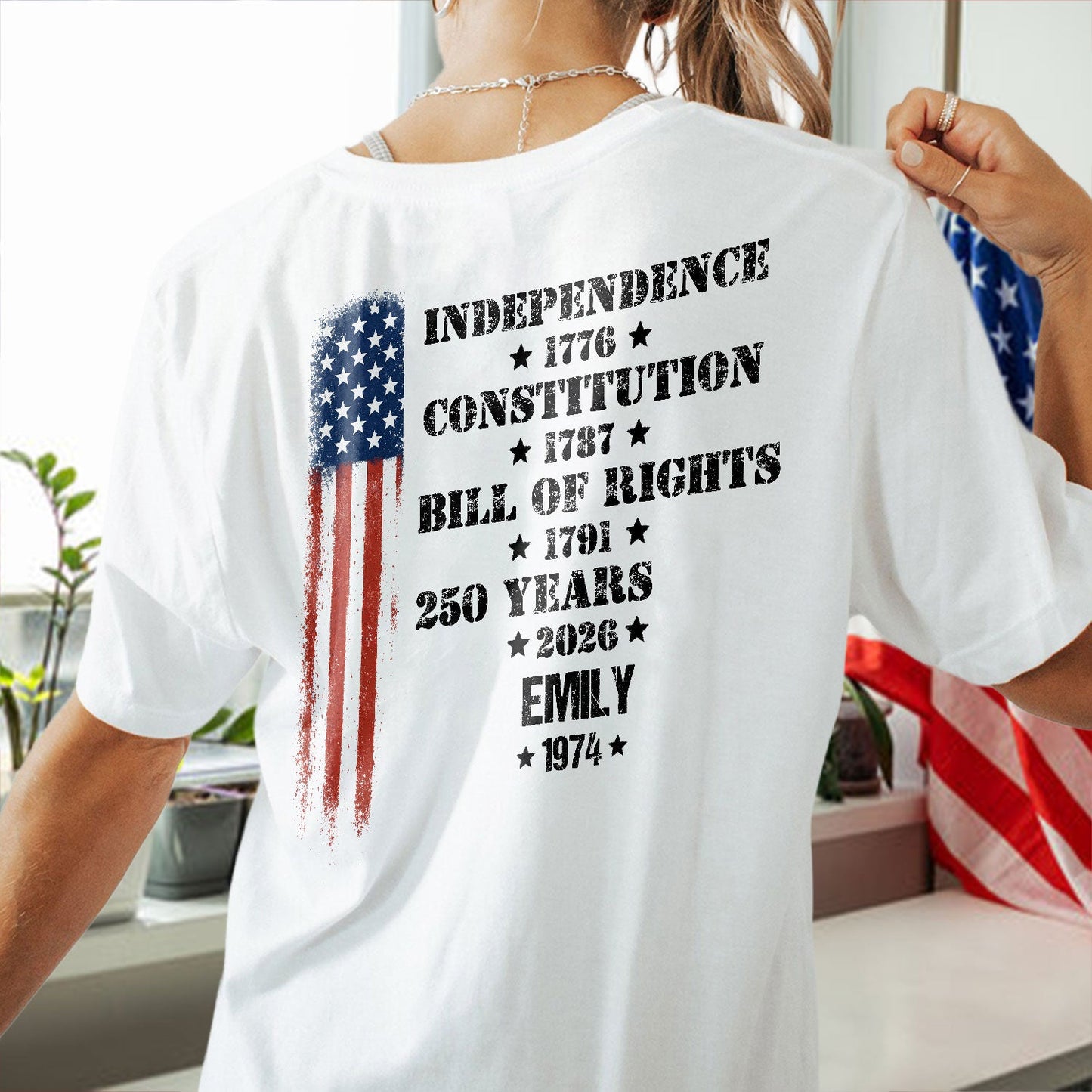 Personalized 250 Years Of America Back Shirt ¨C Independence 1776 Constitution 1787 Bill Of Rights Patriotic USA TH10 898929