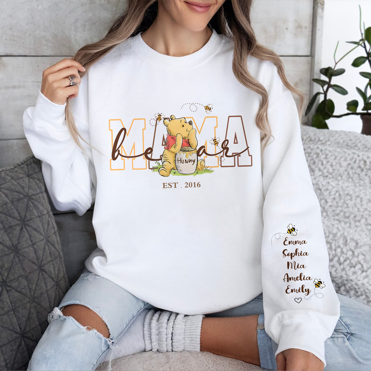 Custom Mama Bear Mom with Kids Names Sleeve Sweatshirt Cozy Gift for Mother¡¯s Day HO82 902160